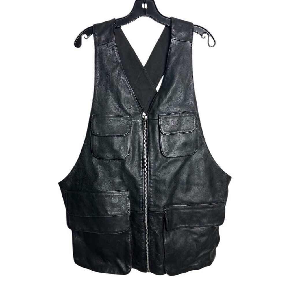 Vintage TKO Leather Vest  Mens Size XL Pockets Full Zip